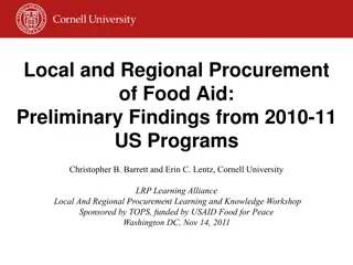 Preliminary Findings on Local and Regional Procurement of Food Aid in US Programs