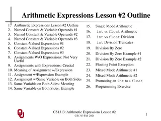 Understanding Arithmetic Expressions and Constants in Programming