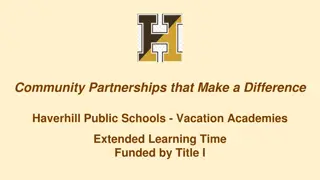 Engaging Community Partnerships in Haverhill Public Schools Vacation Academies