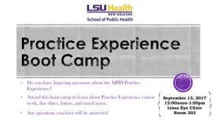 MPH Practice Experience Boot Camp Details