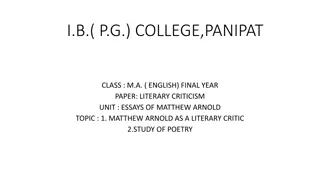 Matthew Arnold's Impact on Literary Criticism and Poetry Evaluation