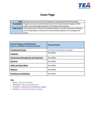 Proposed Updates to Architecture and Construction Program of Study