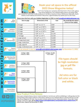 Advertise in the Official 2023 Show Magazine for Central Plains Dairy Expo!