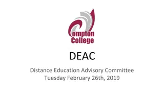 DEAC Distance Education Advisory Committee Meeting Highlights