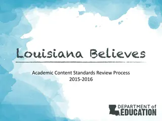 Louisiana Academic Standards Review Process 2015-2016 Overview