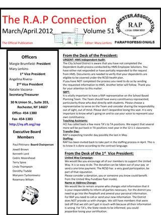 The R.A.P Connection Newsletter - March/April 2012