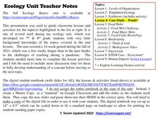 Comprehensive Ecology Unit for Middle School Students