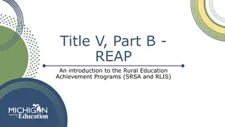 Rural Education Achievement Programs: SRSA and RLIS Introduction