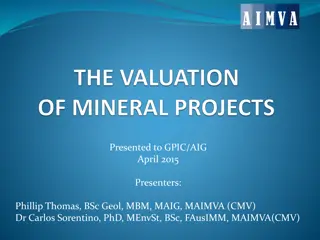 Mineral Project Valuation and Appraisal Methods