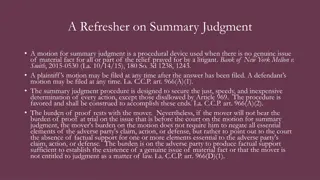 Summary Judgment in Louisiana Courts