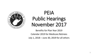 Proposed Changes to PEIA Benefits for the Year 2019 Public Hearings Overview