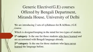 G.E. Courses Offered by Bengali Department at Miranda House, University of Delhi