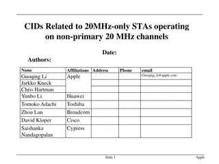 Proposal for Enhancing Operation of 20MHz-Only STAs on Non-Primary Channels