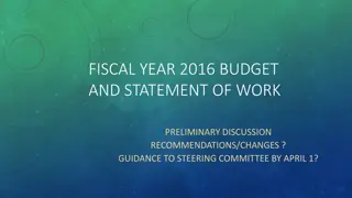 Fiscal Year 2016 Budget and Statement of Work Discussion