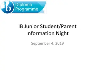 IB Junior Student/Parent Information Night Overview