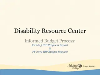 Disability Resource Center Budget Progress Reports and Requests - FY 2013 and FY 2014