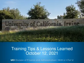 Quick Announcements and Training Tips - October 12, 2021