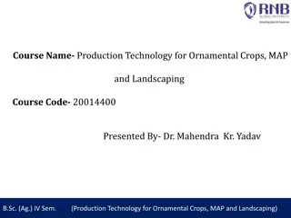 Production Technology for Ornamental Crops, MAP and Landscaping Overview