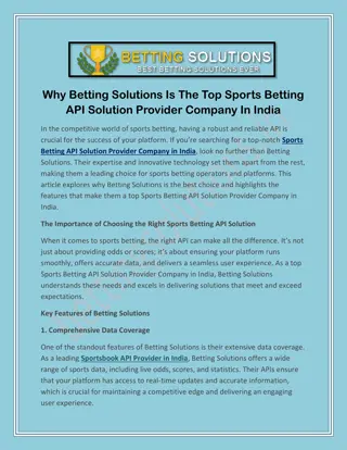 Leading Sports Betting API Solution Provider Company in India