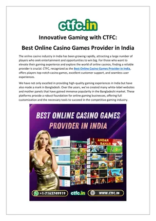 CTFC: Best Online Casino Games Provider in India for Exciting Gaming