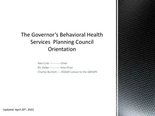 Behavioral Health Services Planning Council Overview