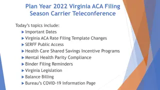 Virginia ACA Filing Season 2022 Carrier Teleconference: Important Updates