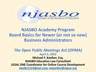 New Jersey's Open Public Meetings Act (OPMA)