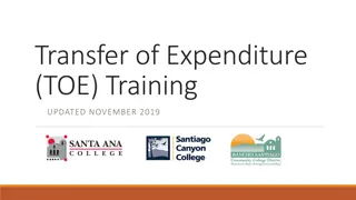 Transfer of Expenditure (TOE) Training Overview