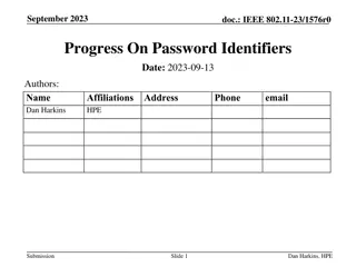 Progress on IEEE 802.11-23/1576r0 Password Identifiers