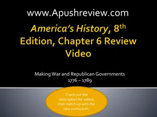 Revolutionary War and the Birth of Republican Governments in America, 1776-1789