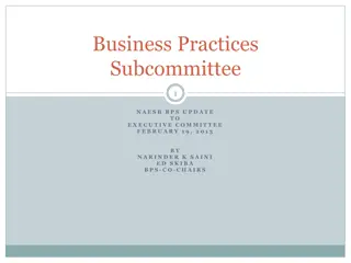 Business Practices Subcommittee Update and Status Overview