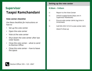 Vote Center Supervisor Checklist and Procedures