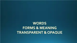 Understanding Words: Forms and Meanings in Language