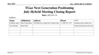 IEEE 802.11-22/842r1 TGaz Next Generation Positioning Closing Report July 2022