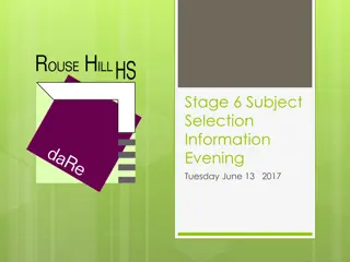 Stage 6 Subject Selection Information Evening - June 13, 2017