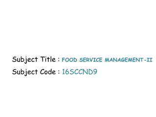 Food Service Management II - Purchasing, Receiving & Storing