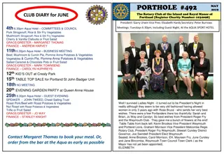 Rotary Club of the Island - June 2019 Club Diary and Updates