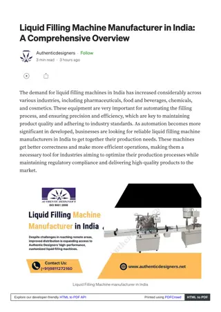 Reliable Liquid Filling Machine Manufacturers in India for Optimized Production