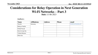 Considerations for Relay Operation in Next-Gen Wi-Fi Networks