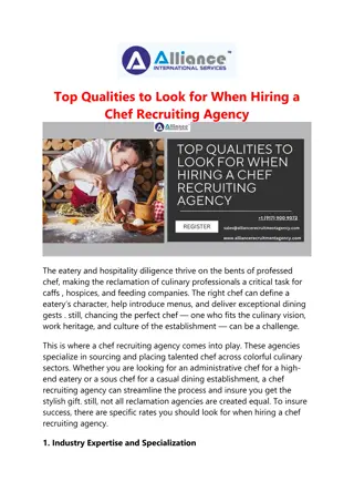 Top Qualities to Look for When Hiring a Chef Recruiting Agency