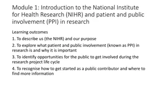 Introduction to NIHR and Patient & Public Involvement in Research