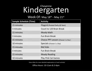 Kindergarten Weekly Schedule & Important Updates