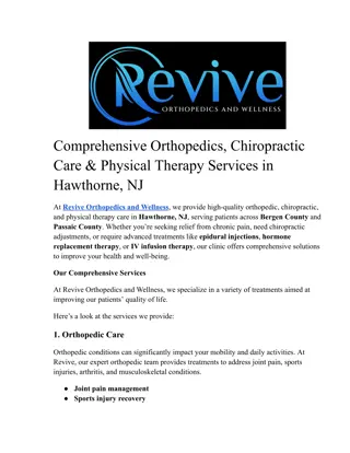 Comprehensive Orthopedics, Chiropractic Care & Physical Therapy Services