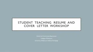 Student Teaching Resume and Cover Letter Workshop Overview