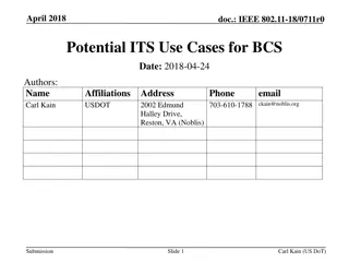 Potential Intelligent Transportation System Use Cases for Broadcast Services Study Group