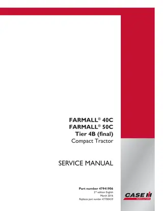 CASE IH FARMALL 40C Tier 4B (final) Compact Tractor Service Repair Manual Instant Download