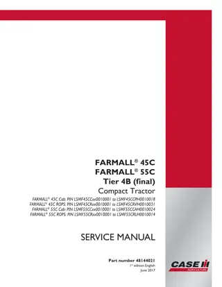 CASE IH FARMALL 45C Tier 4B (final) Compact Tractor Service Repair Manual Instant Download