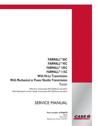 CASE IH FARMALL 85C Tractor Service Repair Manual Instant Download (PIN ZxJV0xxxx and above, PIN ZxJV5xxxx and above)