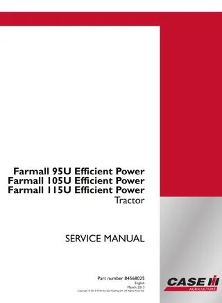 CASE IH Farmall 95U Efficient Power Tractor Service Repair Manual Instant Download