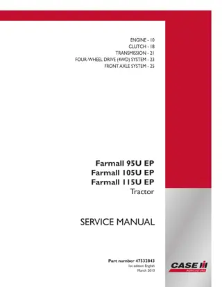 CASE IH Farmall 95U EP Tractor Service Repair Manual Instant Download